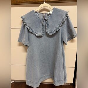 Amable by Mable- Blue Denim Ruffle Collar Dress M